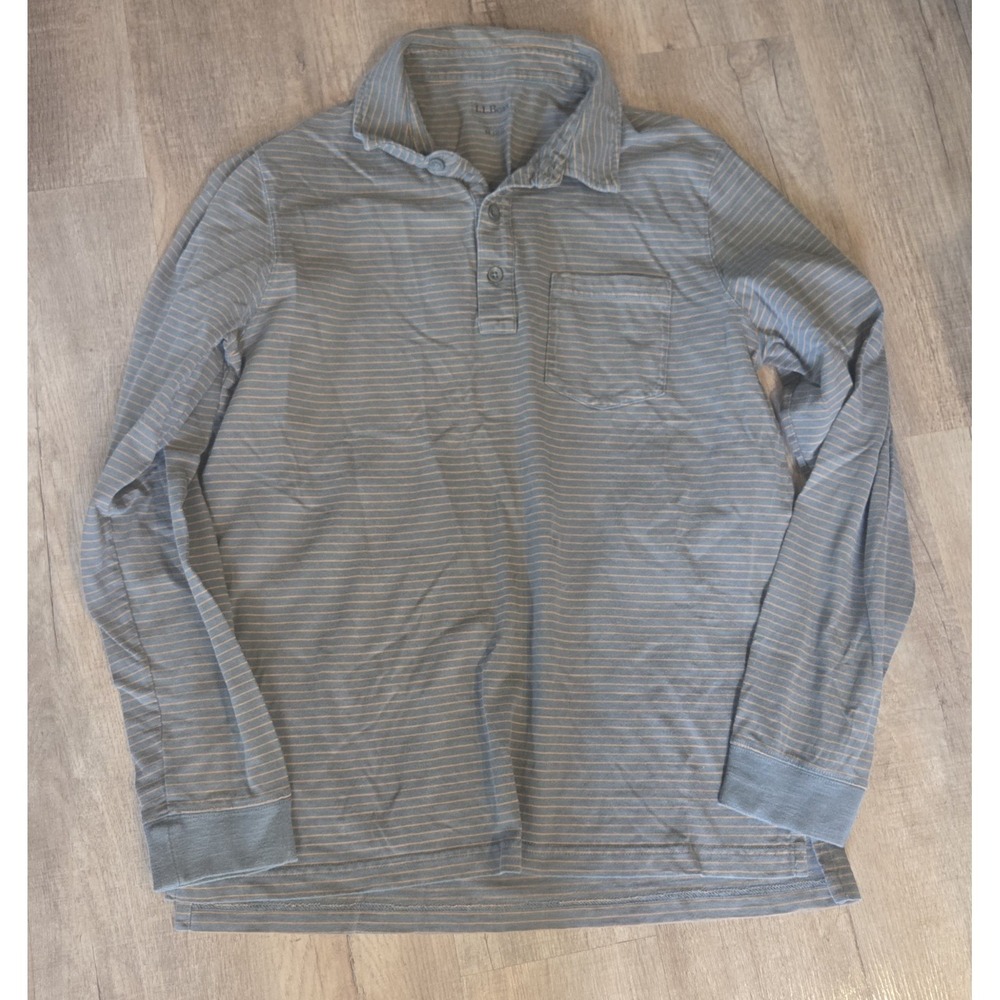 LL Bean Lakewashed Polo‎ Shirt Slightly Fit Long Sleeve Striped Men's Sz M Reg